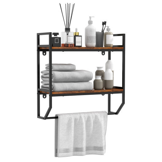 Over the Toilet Shelf Wall Mounted with Metal Frame for Bathroom - Scarvesnthangs