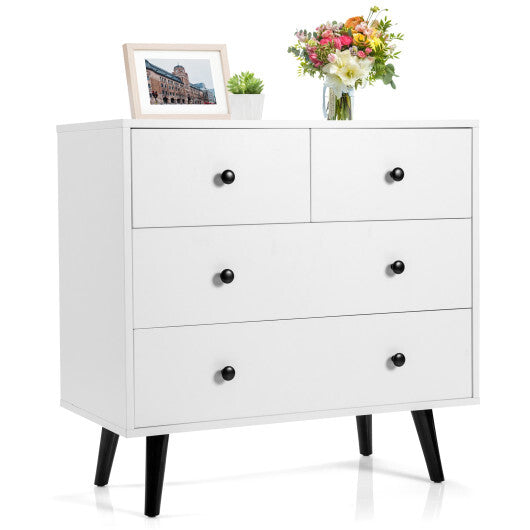 4 Drawers Dresser Chest of Drawers Free Standing Sideboard Cabinet-White - Scarvesnthangs