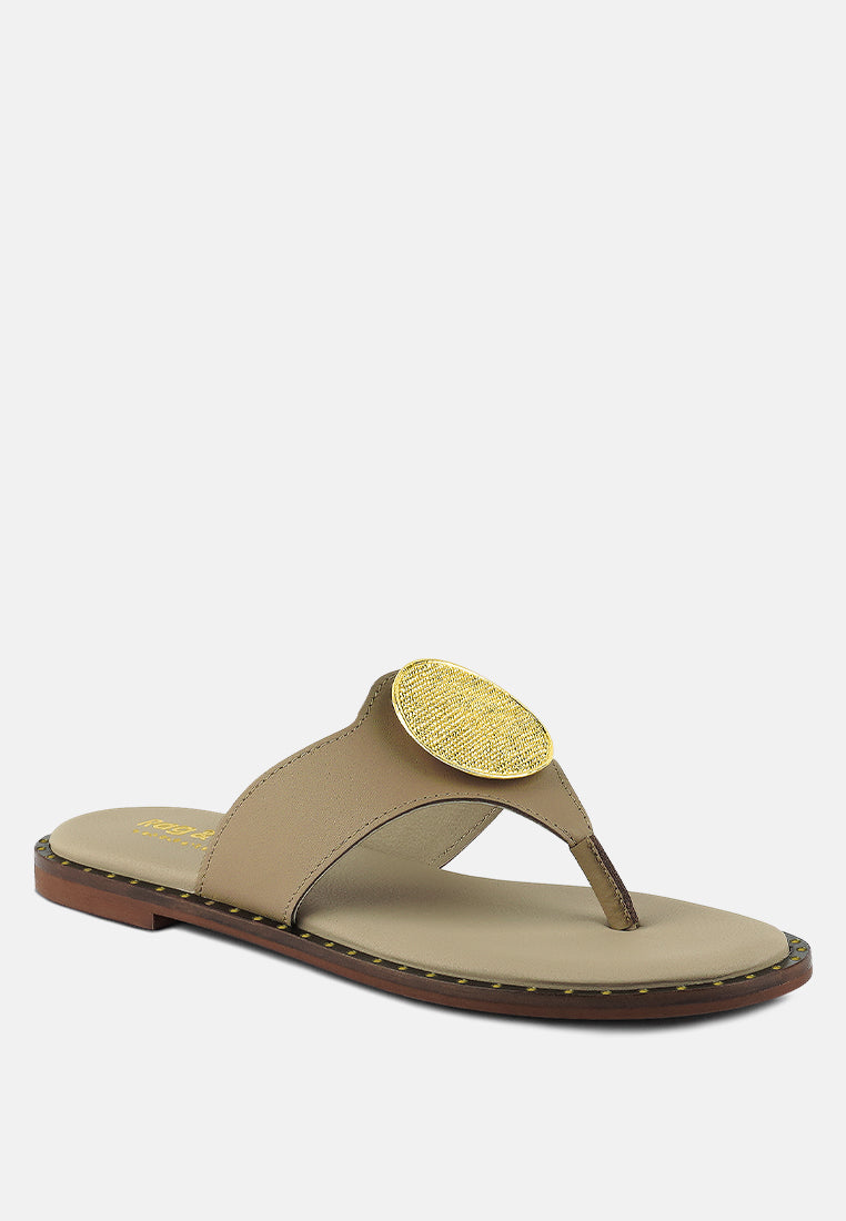kathleen buckle embellished slip on thong sandals-0