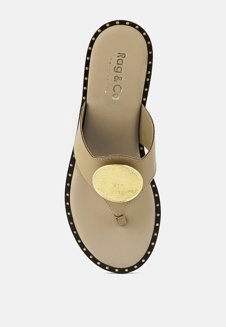 kathleen buckle embellished slip on thong sandals-5