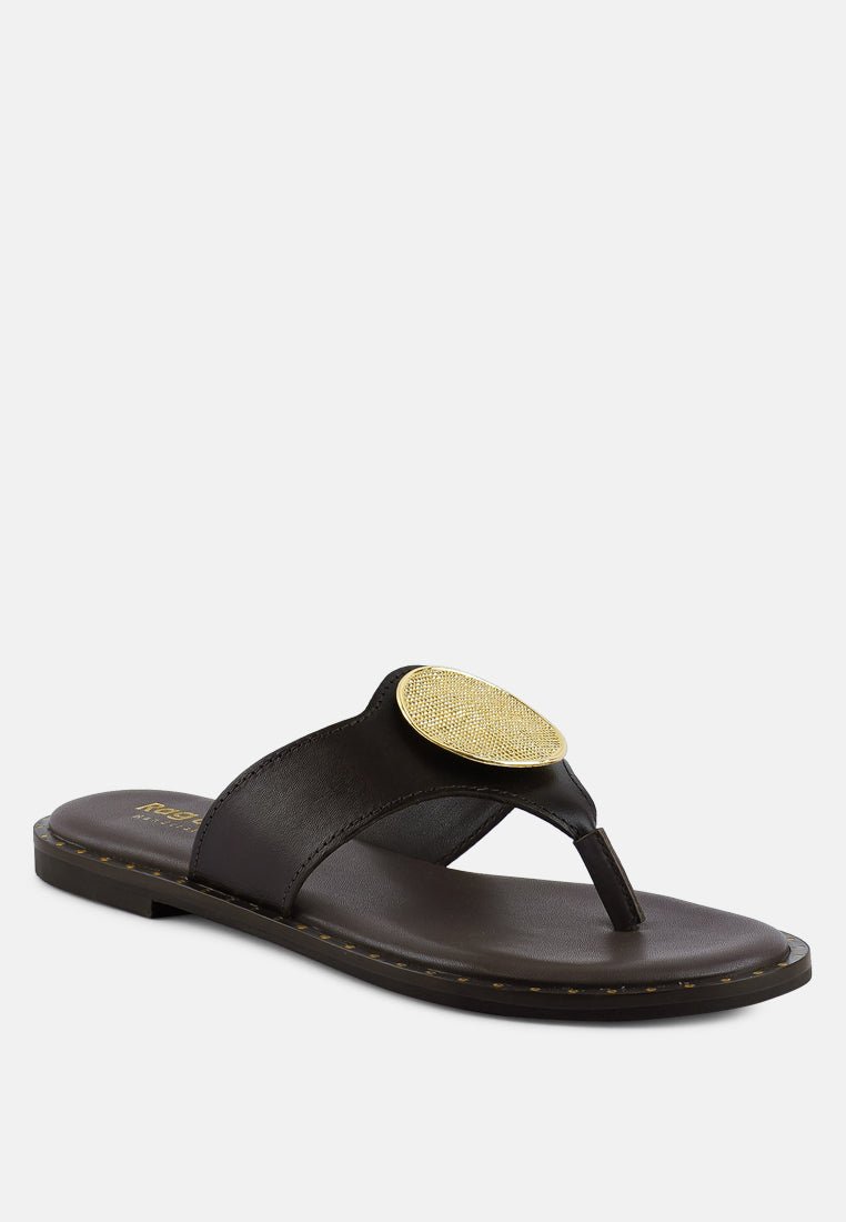 kathleen buckle embellished slip on thong sandals-7