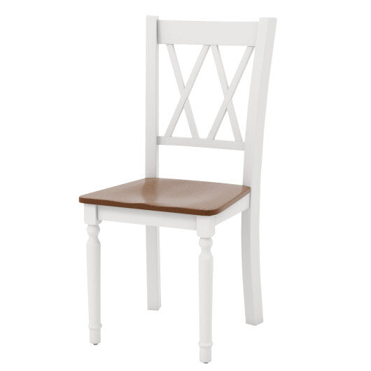 Set of 4 Wooden Farmhouse Kitchen Chairs with Rubber Wood Seat - Scarvesnthangs