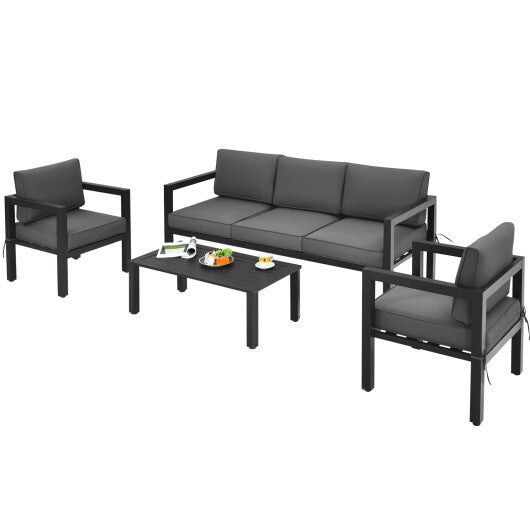 4 Pieces Outdoor Furniture Set for Backyard and Poolside-Gray - Scarvesnthangs