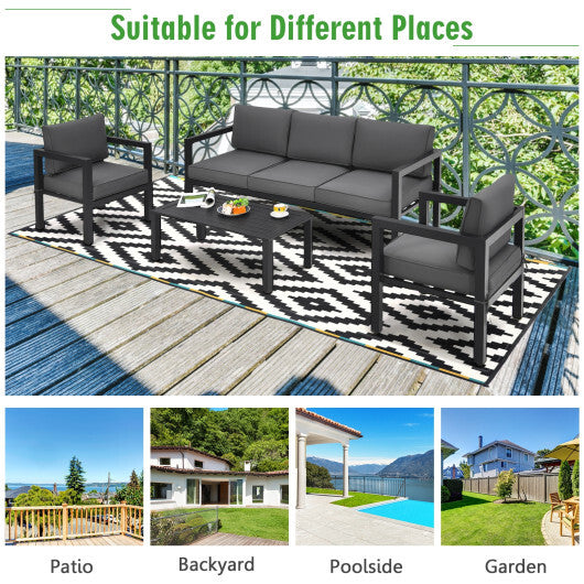 4 Pieces Outdoor Furniture Set for Backyard and Poolside-Gray - Scarvesnthangs