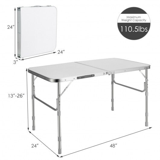 Set of 2 Folding Picnic Utility Table with Carrying Handle-White - Scarvesnthangs