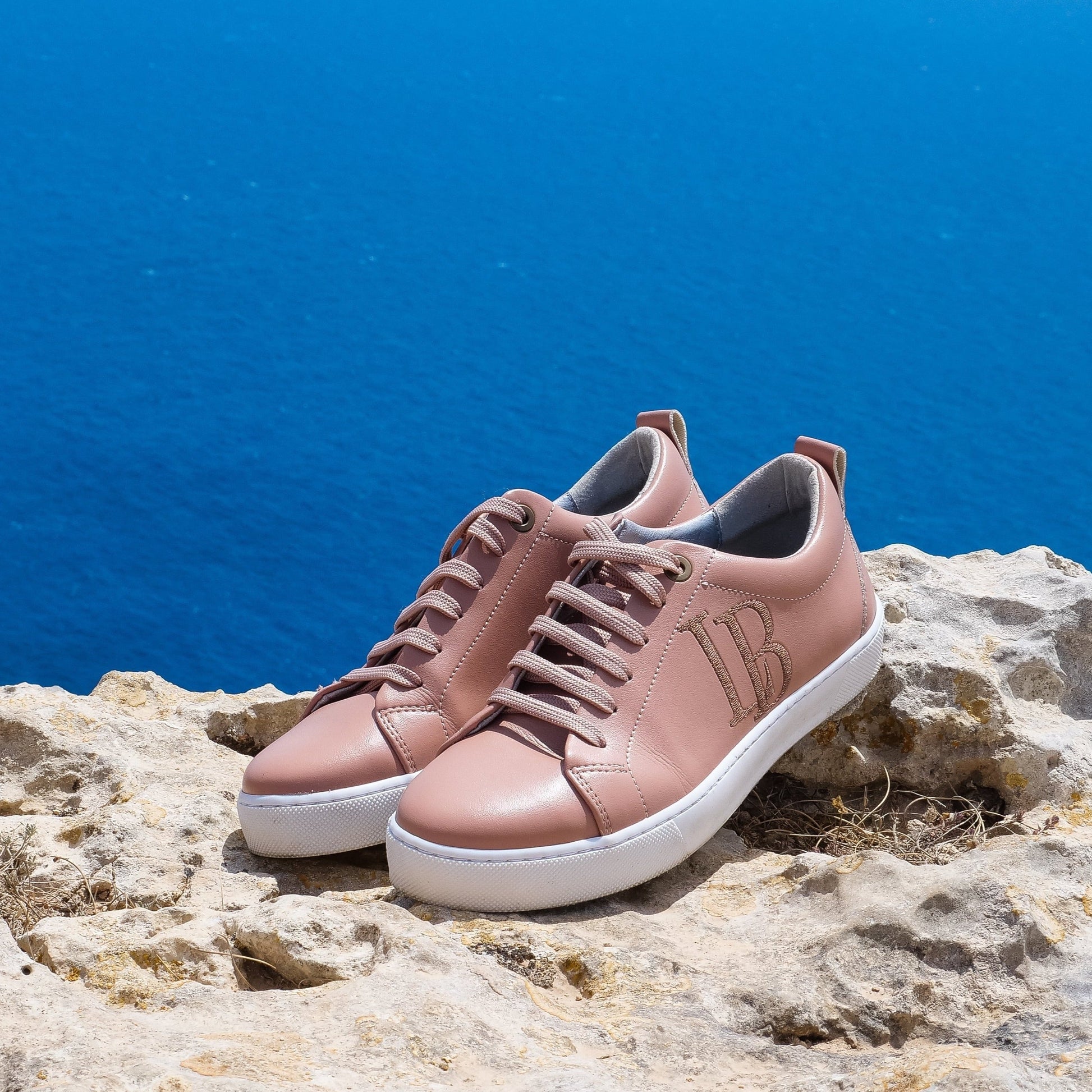 LB Nude Apple Leather Sneakers for Women - Scarvesnthangs