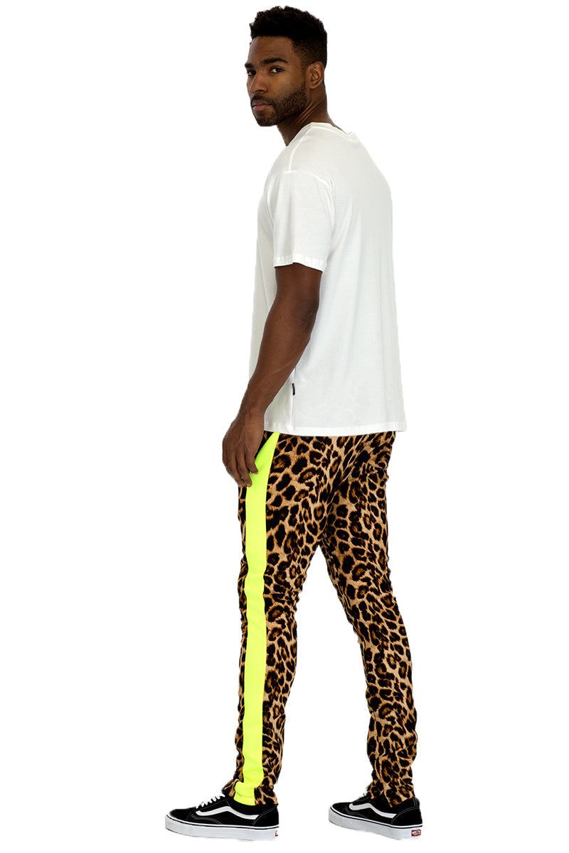 CHEETAH PRINT STRIPE TRACK PANTS-1