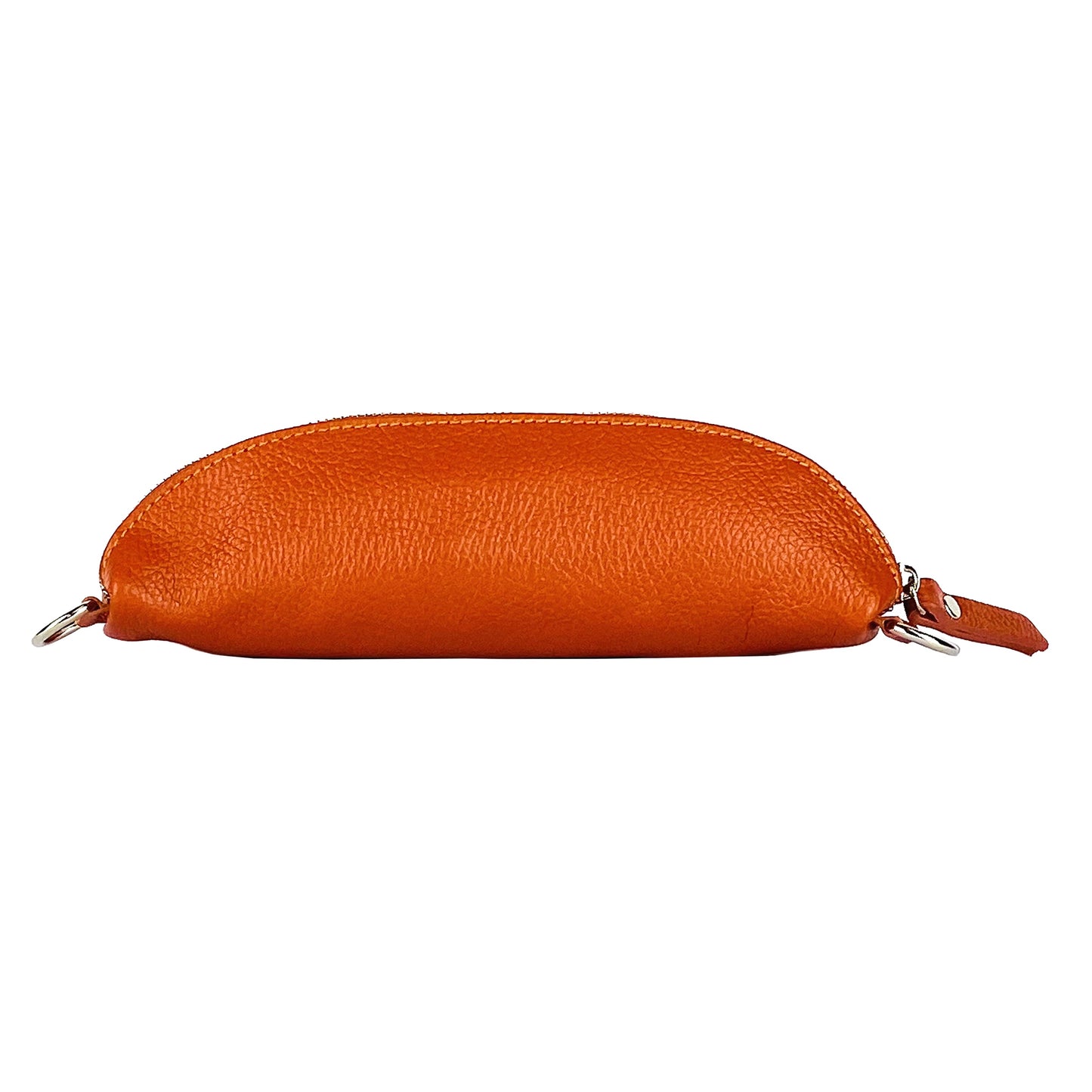 RB1015L | Waist bag with removable shoulder strap in Genuine Leather Made in Italy. Attachments with shiny nickel metal snap hooks - Orange color - Dimensions: 24 x 14 x 7-3