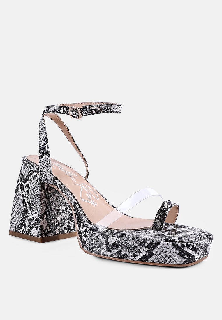 such flirt snake print triangular block heel sandals-11