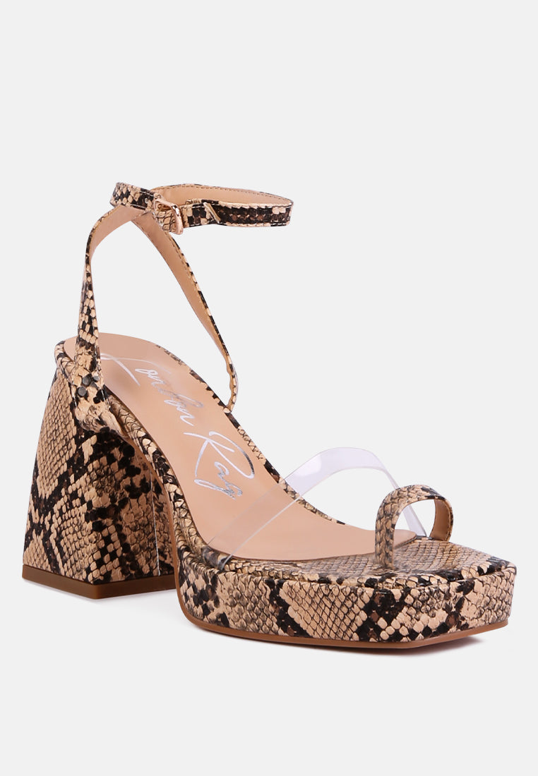 such flirt snake print triangular block heel sandals-6