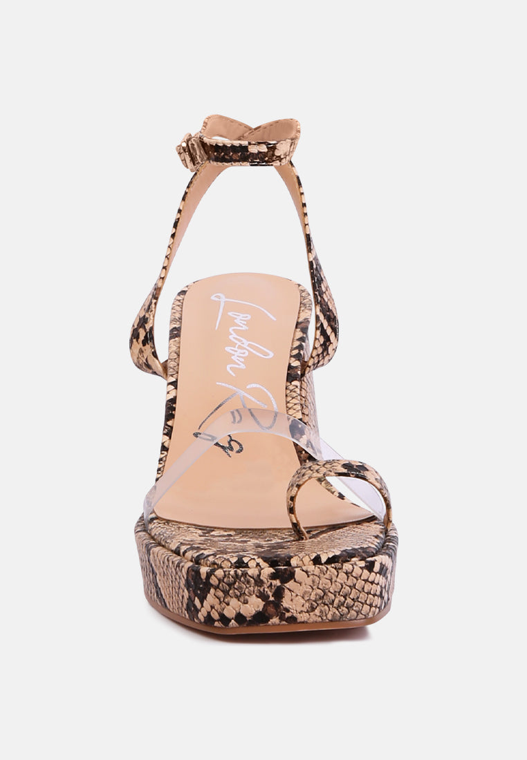 such flirt snake print triangular block heel sandals-8