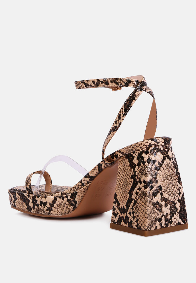 such flirt snake print triangular block heel sandals-7