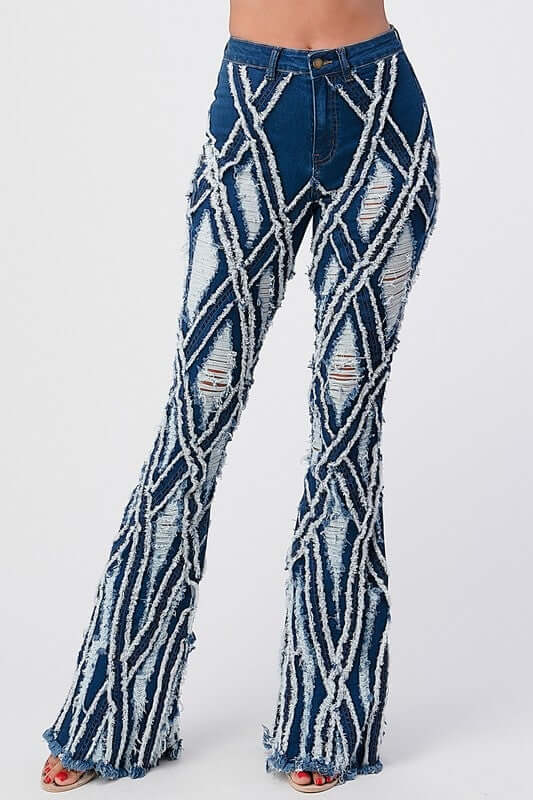 Womens distressed jeans club wear bell bottoms