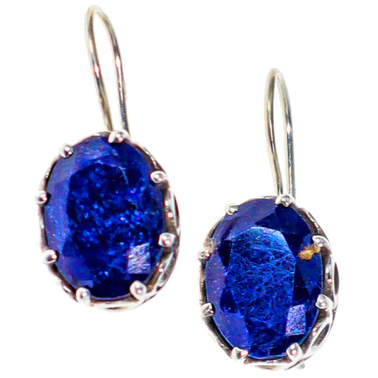 Scrollwork & Lapis Lazuli Gemstone Earrings - Scarvesnthangs