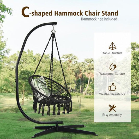 Solid Steel C Hammock Frame Stand - Scarvesnthangs