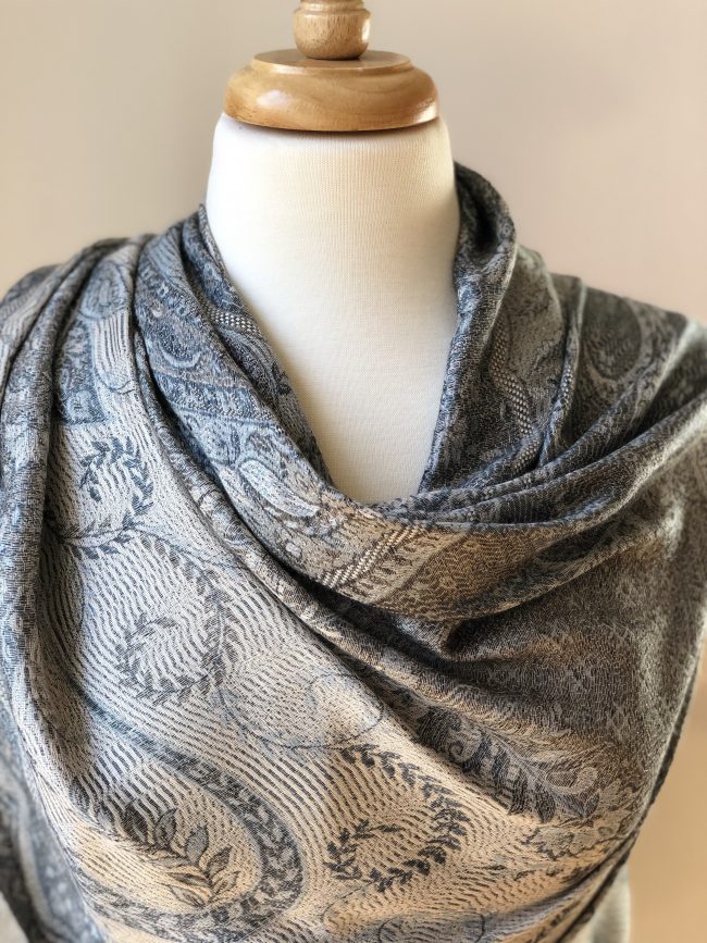 Grey Jamawar Pashmina Scarf-2