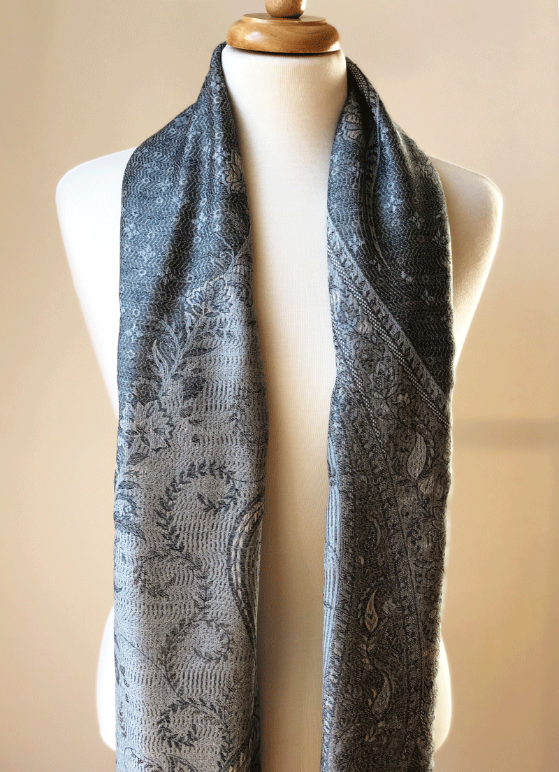 Grey Jamawar Pashmina Scarf-1