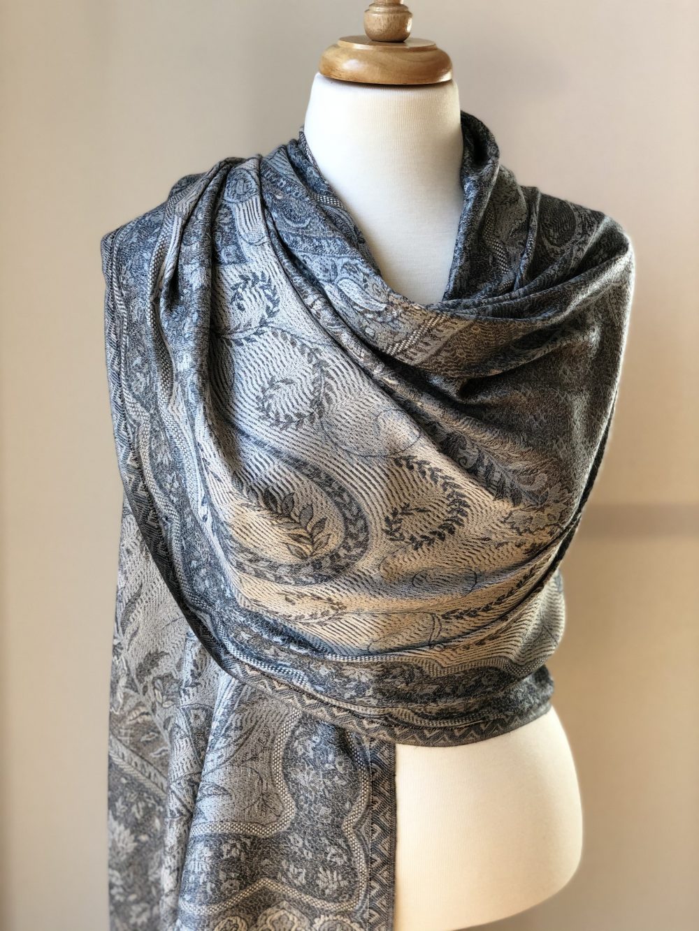 Grey Jamawar Pashmina Scarf-0