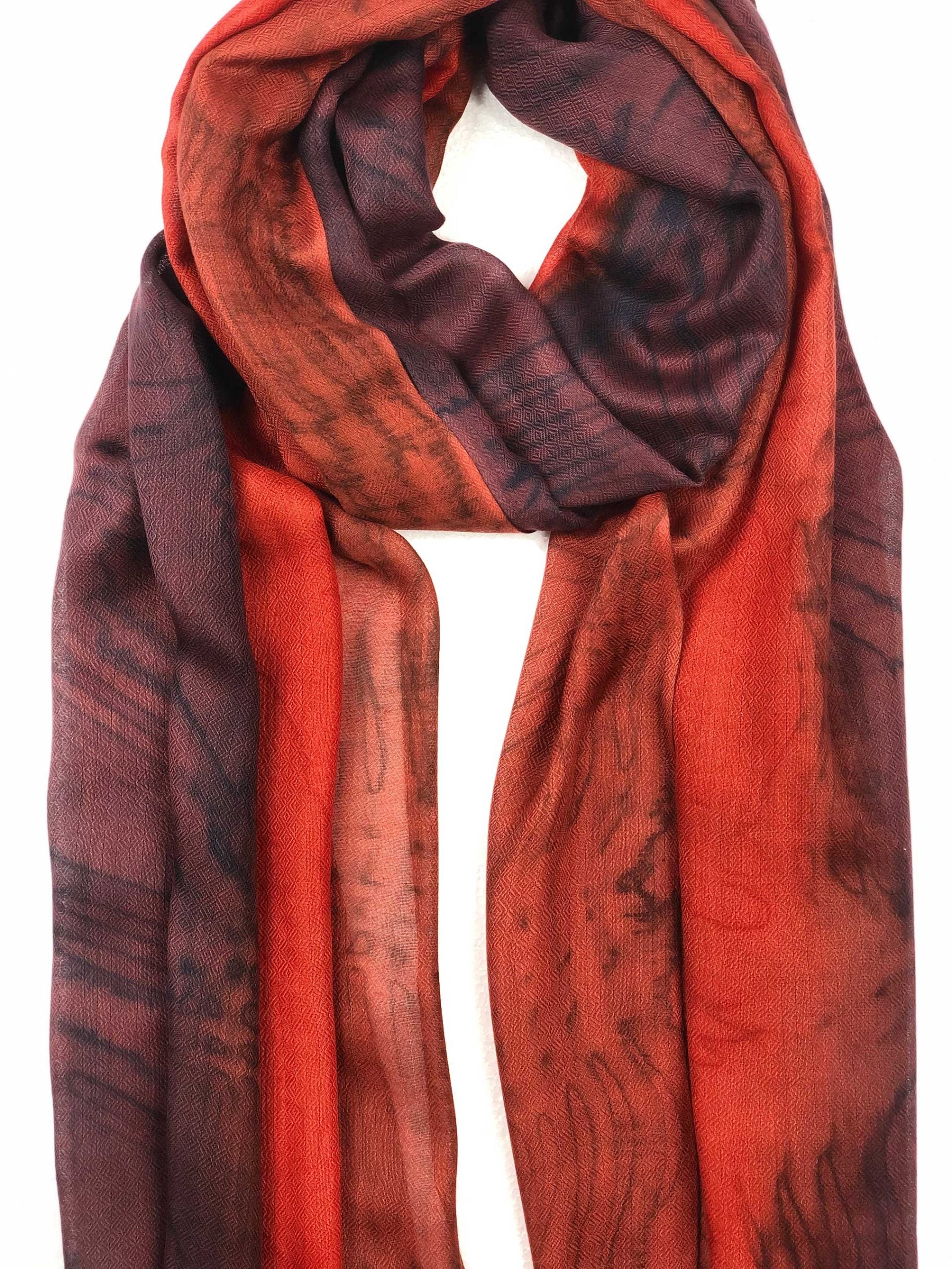 Burgundy Modal Silk Hand Painted Watercolor Scarf - Scarvesnthangs