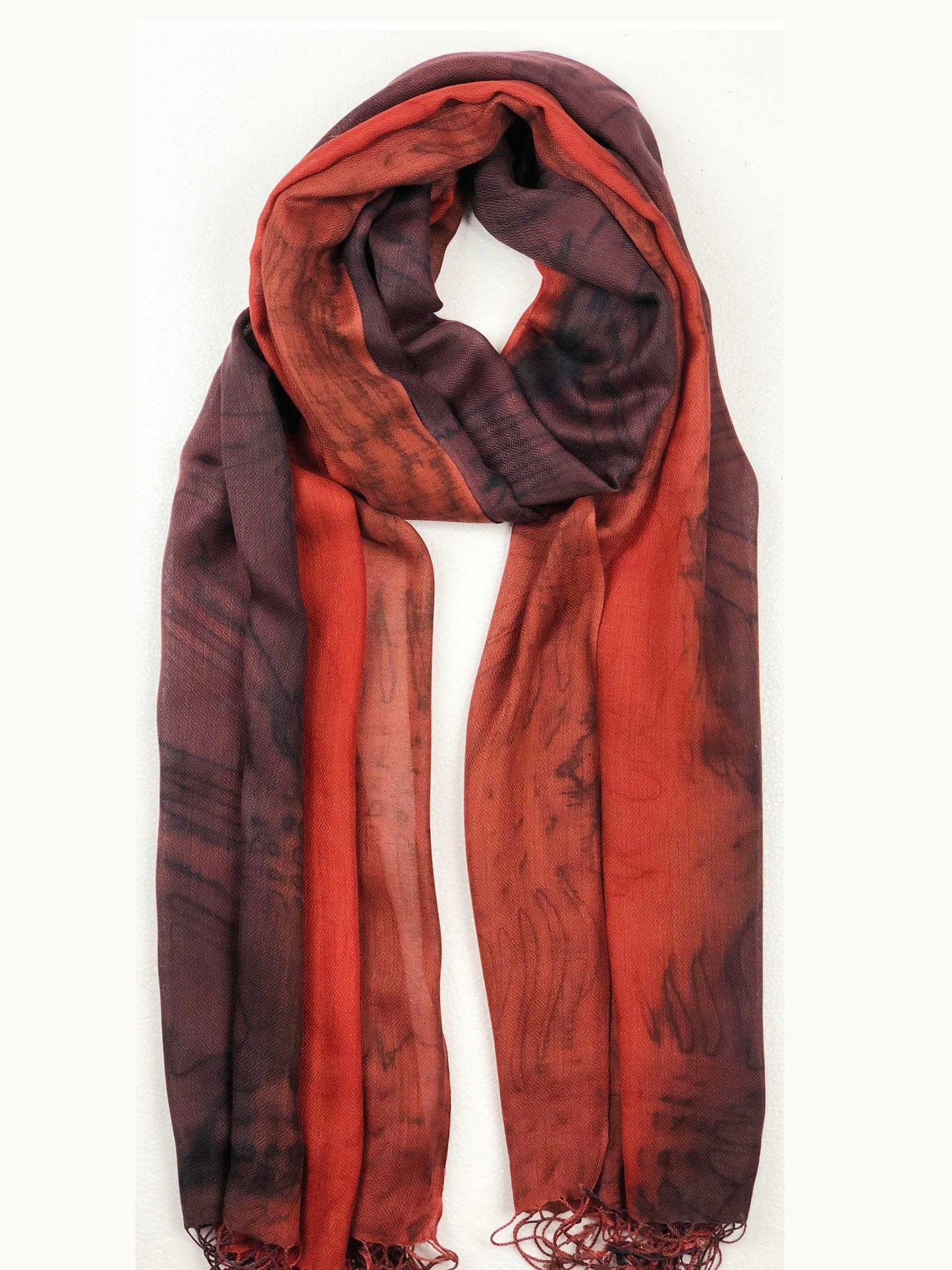 Burgundy Modal Silk Hand Painted Watercolor Scarf - Scarvesnthangs