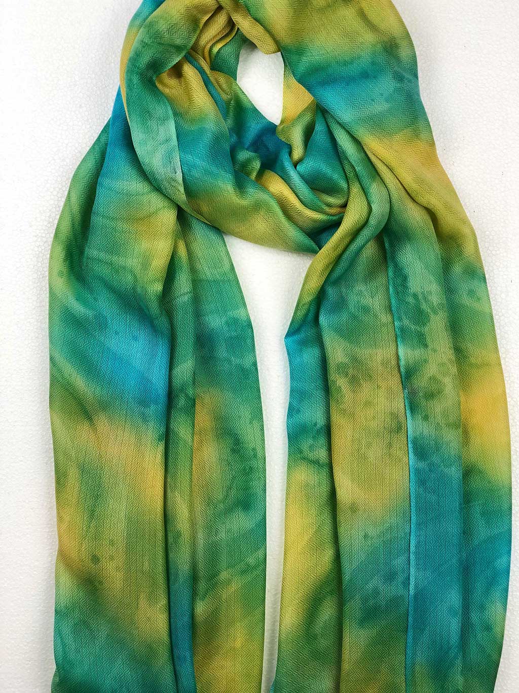 Lime Green Modal Silk Hand Painted Watercolor Scarf - Scarvesnthangs