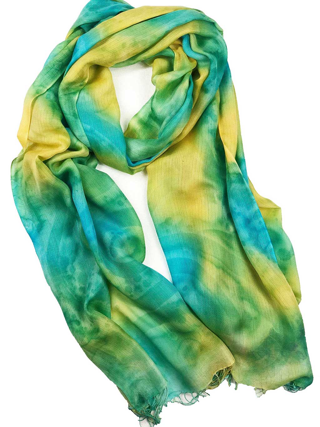 Lime Green Modal Silk Hand Painted Watercolor Scarf - Scarvesnthangs