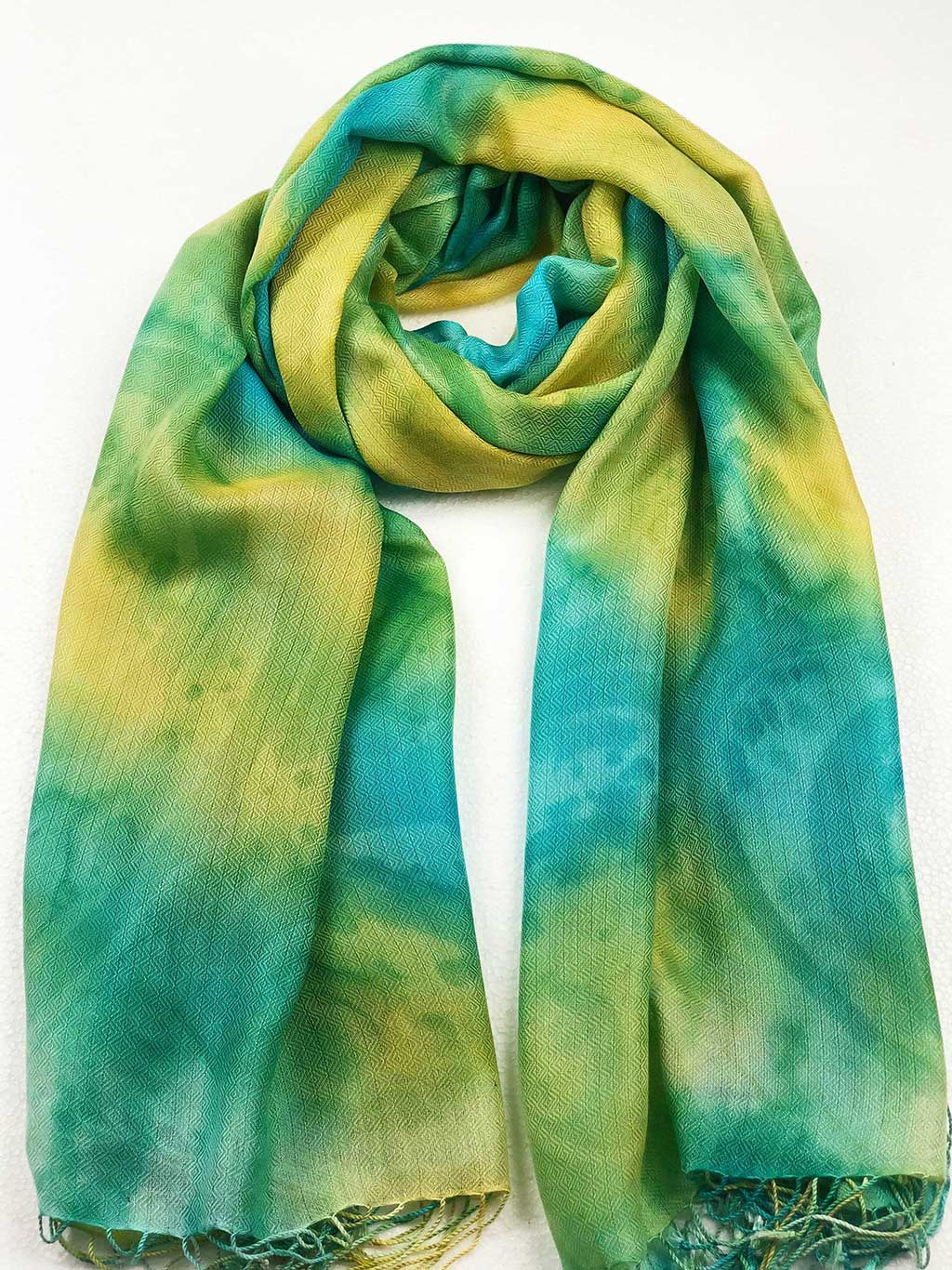 Lime Green Modal Silk Hand Painted Watercolor Scarf - Scarvesnthangs