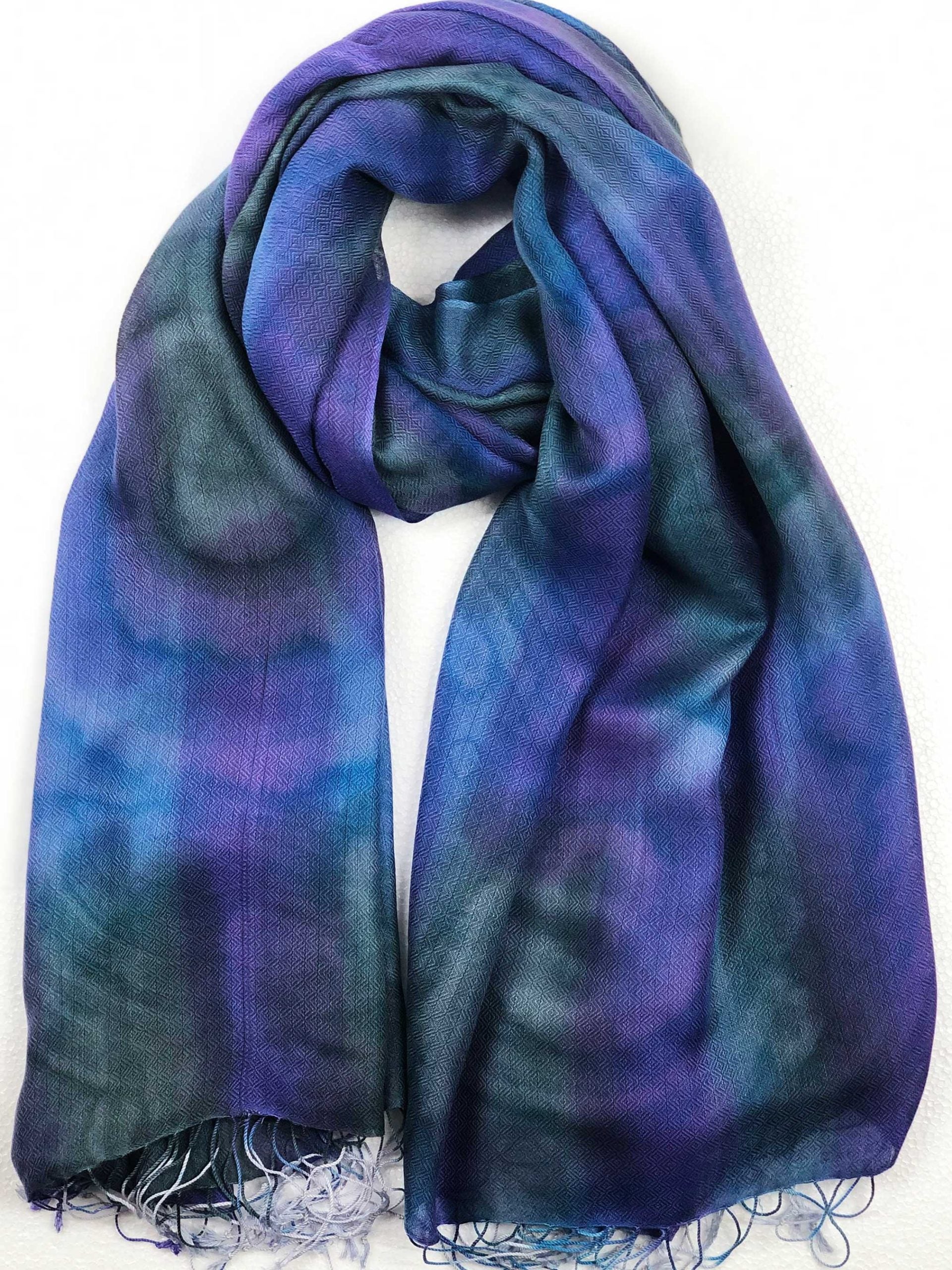 Royal Blue Modal Silk Hand Painted Watercolor Scarf - Scarvesnthangs