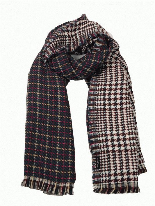 Brown Tartan Pattern Blanket Scarf-0