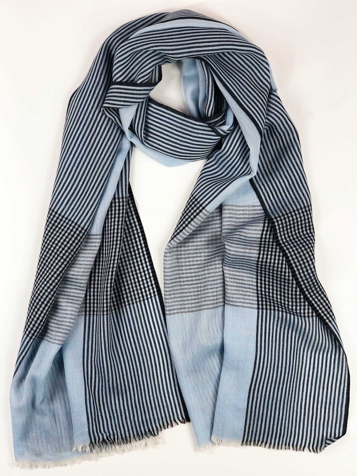 Light Blue Classic Plaid Scarf-3