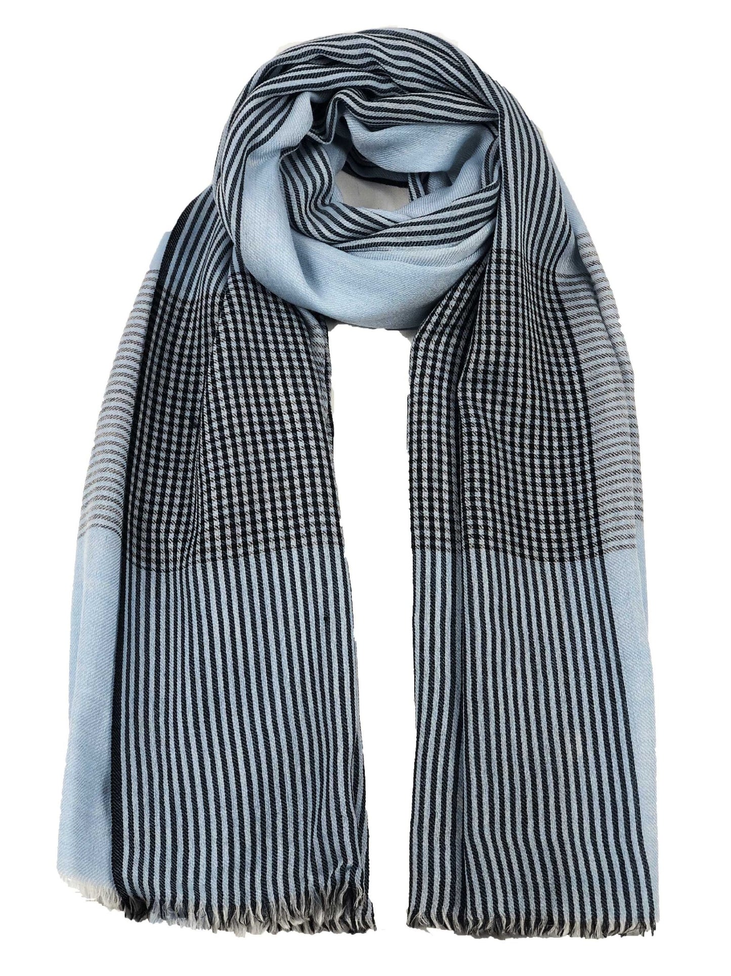 Light Blue Classic Plaid Scarf-0