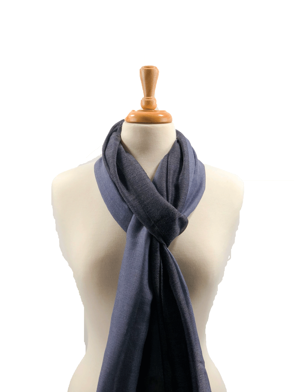 Lightweight Blue Wool Ombre Scarf-2