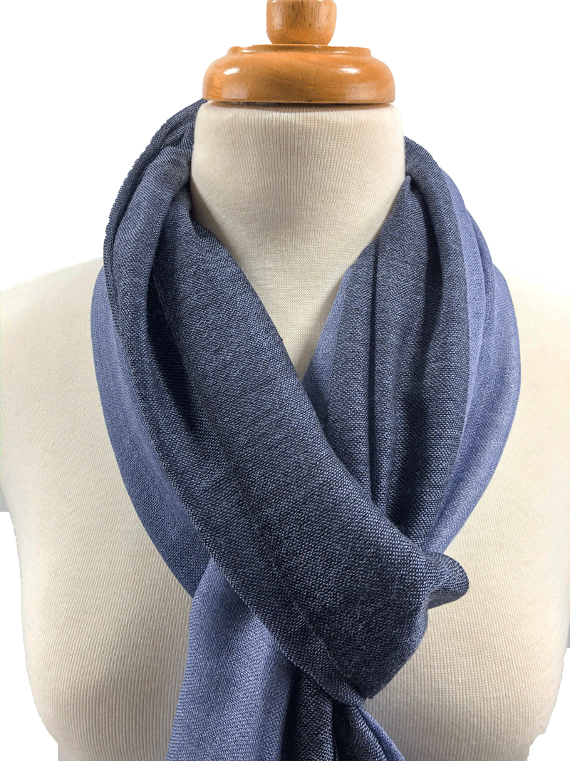 Lightweight Blue Wool Ombre Scarf-3