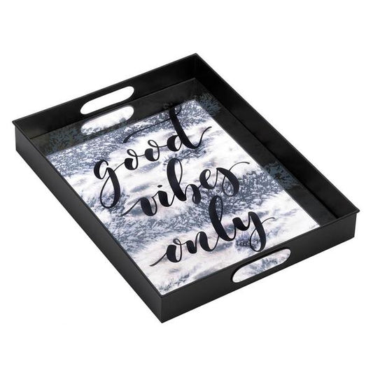 Nikki Chu Good Vibes Only Mirrored Metal Tray - Scarvesnthangs