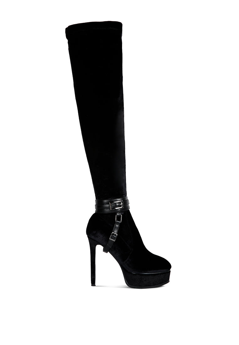 bison high heeled long velvet boots-5