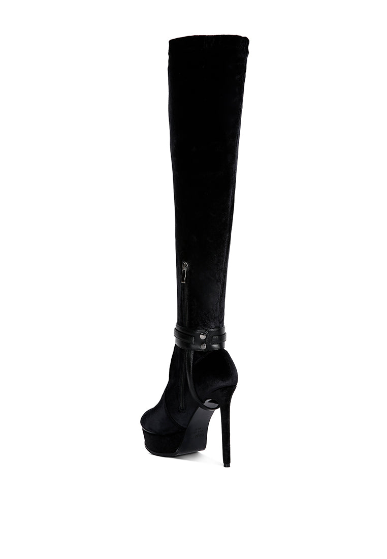 bison high heeled long velvet boots-7