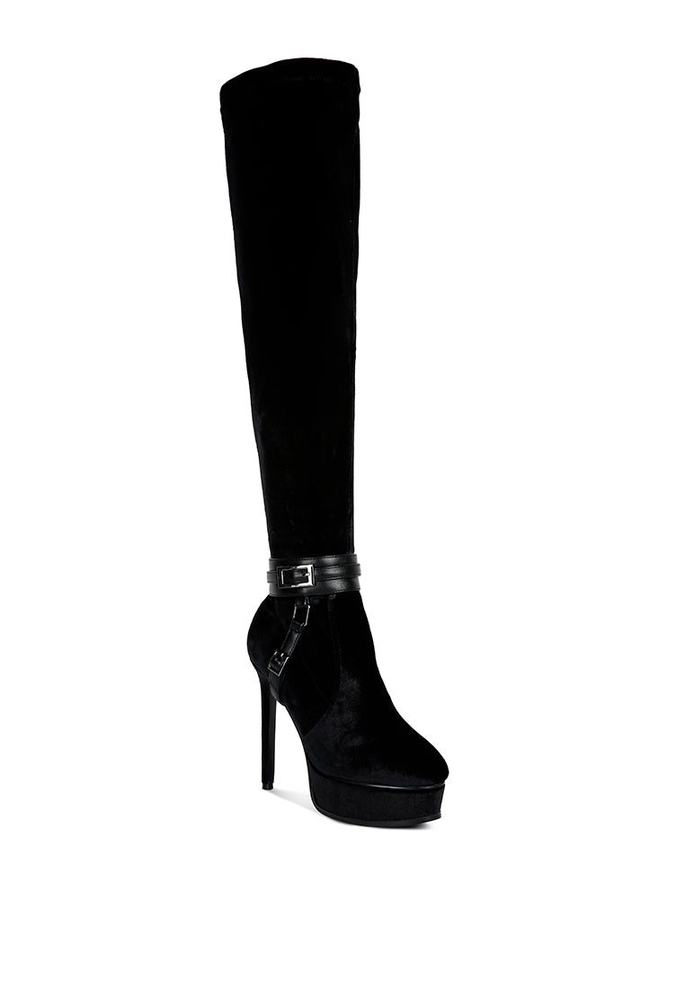 bison high heeled long velvet boots-6