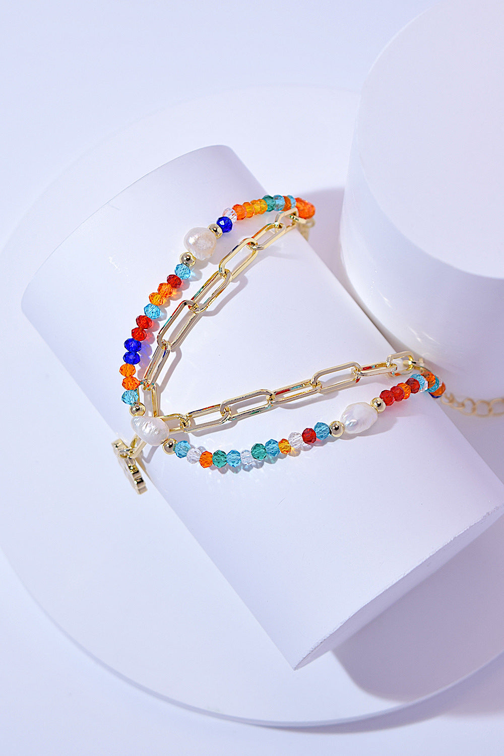 Multicolored Bead Double-Layered Charm Bracelet - Scarvesnthangs