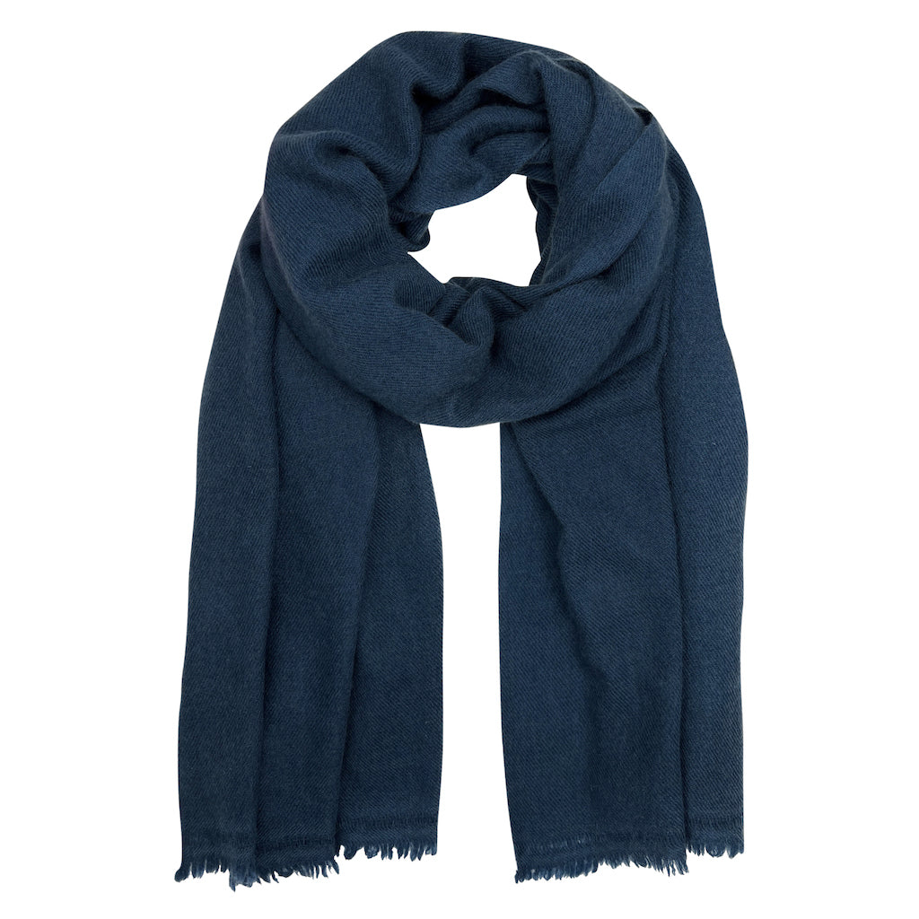 Navy Handloom Cashmere Scarf-0