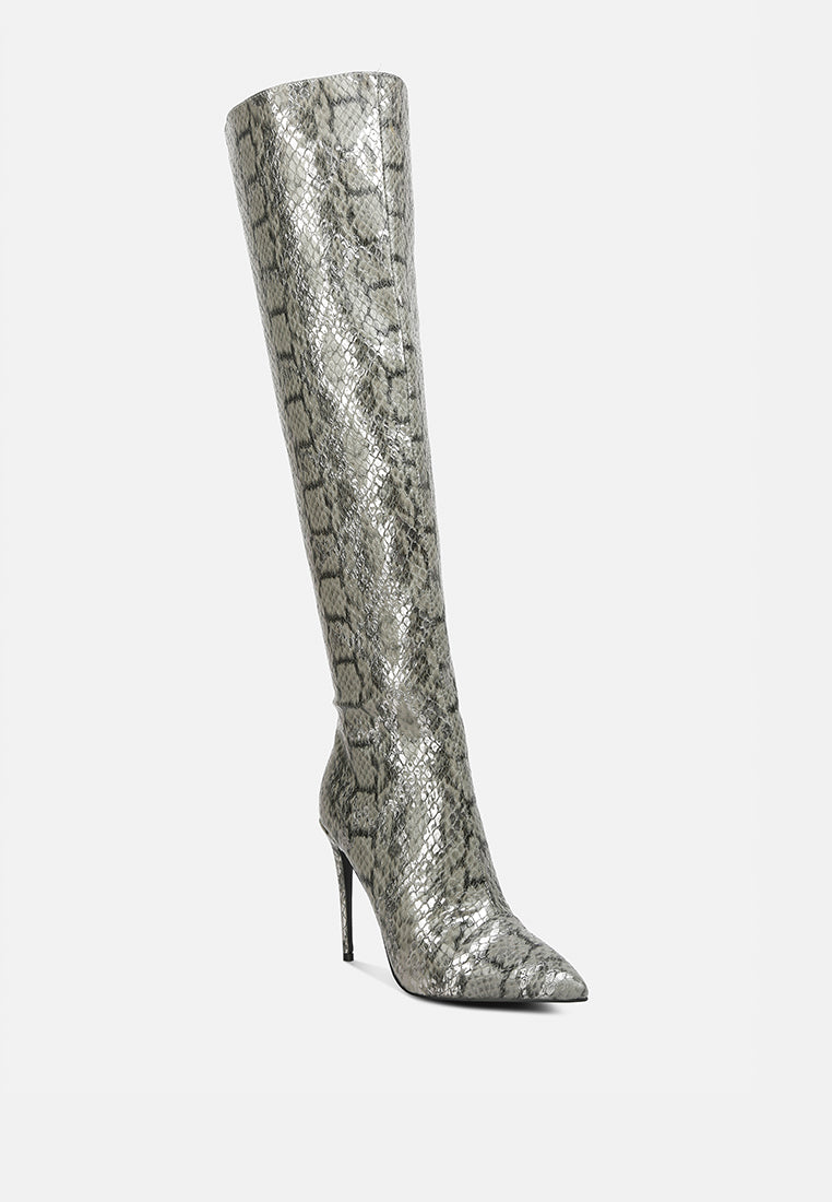 catalina snake print stiletto knee boots-11