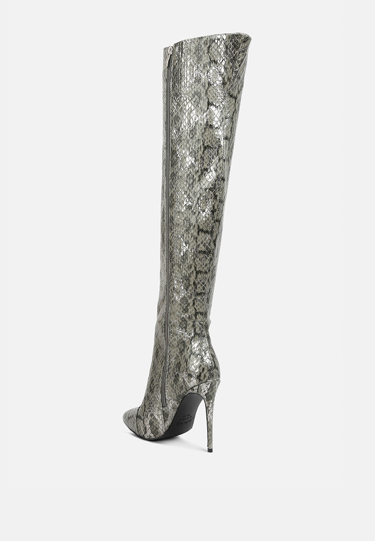 catalina snake print stiletto knee boots-12