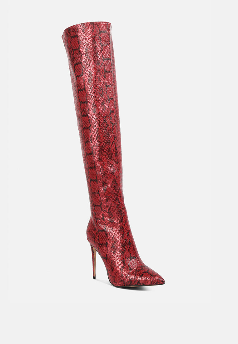 catalina snake print stiletto knee boots-1