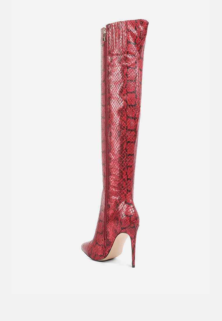 catalina snake print stiletto knee boots-2