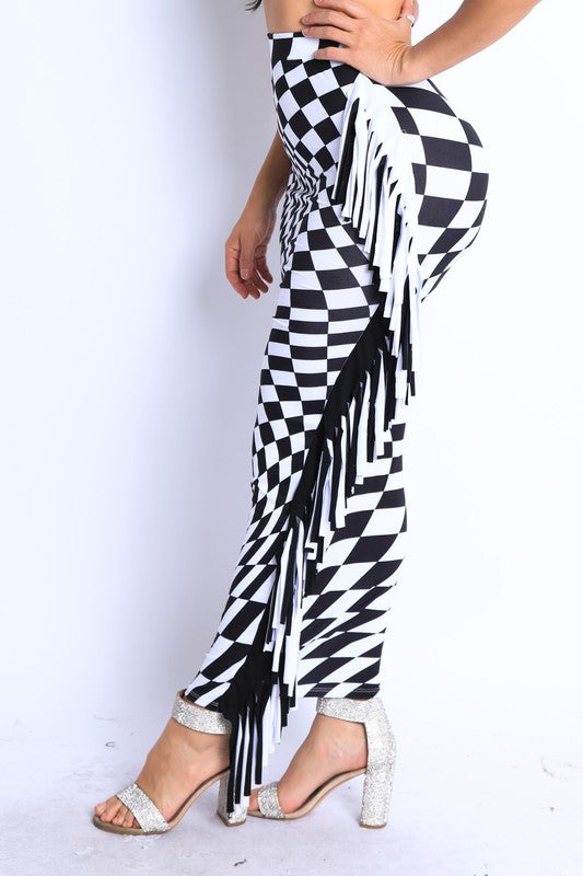 Checkered maxi skirt with fringe detail - Scarvesnthangs