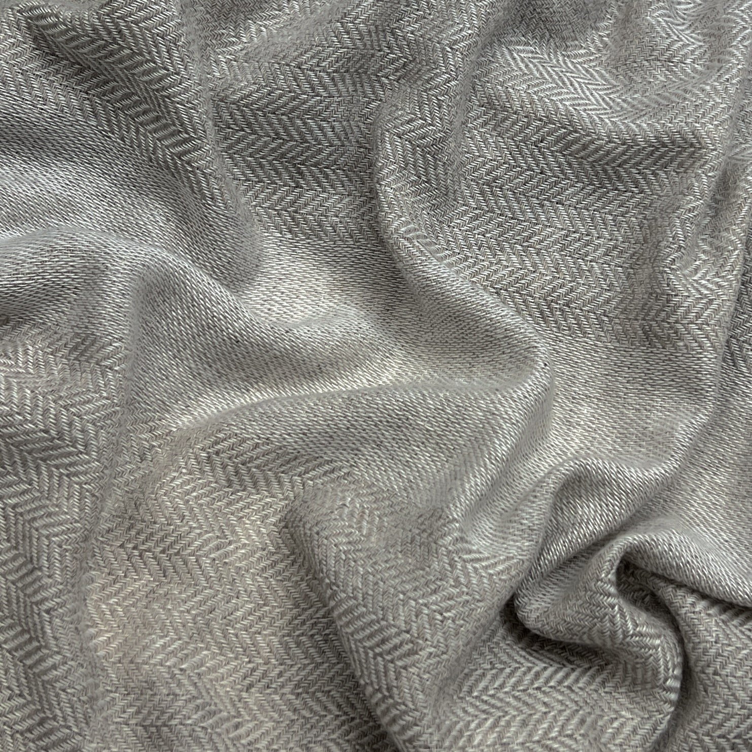 Champagne Herringbone Wool Scarf-1