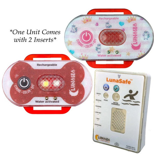Lunasea Child/Pet Safety Water Activated Strobe Light w/RF Transmitter - Red Case - Scarvesnthangs