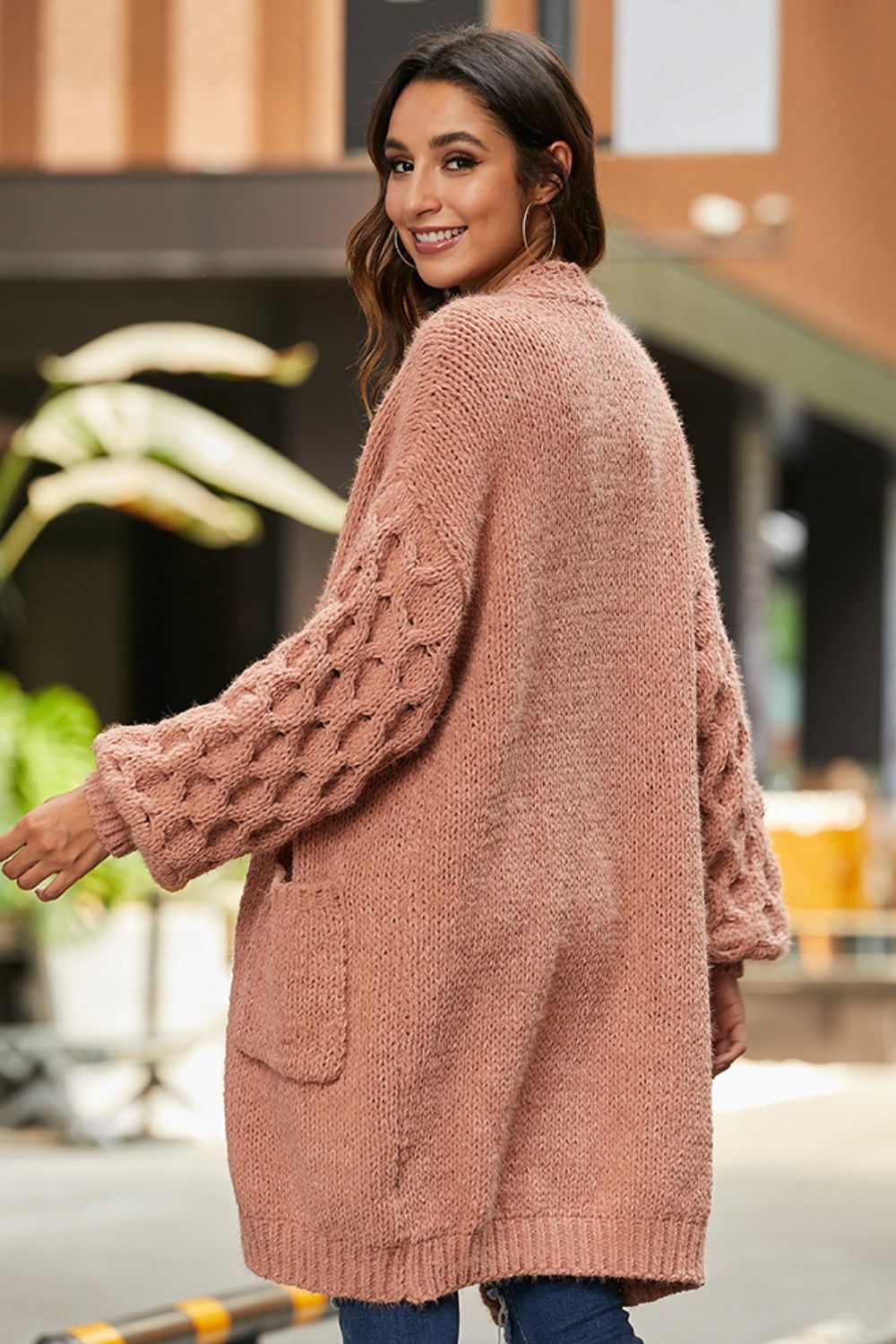 Open Front Ribbed Trim Duster Cardigan - Scarvesnthangs