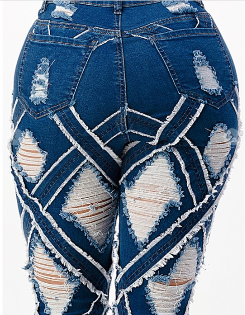 womens distressed ripped jeans blue