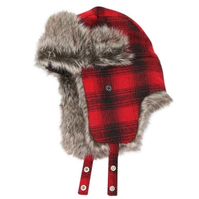 Urban Outfitters Wool & Faux Fur Buffalo Plaid Winter Trapper Aviator Hat-0