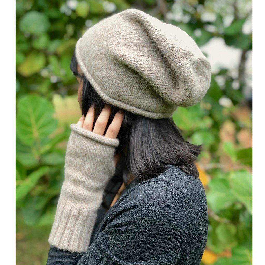 Beige Essential Knit Alpaca Beanie-1